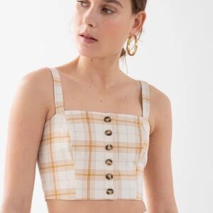 & Other Stories Plaid Corset Crop Top Cotton Lyocell Bustier Cottagecore